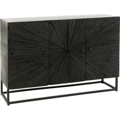 Buffet 3 Portes en Bois "Shanil" 120cm Noir (1/5)