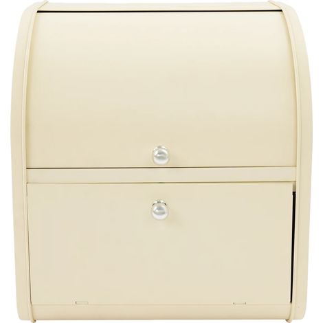 Boîte à pain, design à 2 niveaux avec couvercle roulant, construction en métal durable, BLANC (1/2)