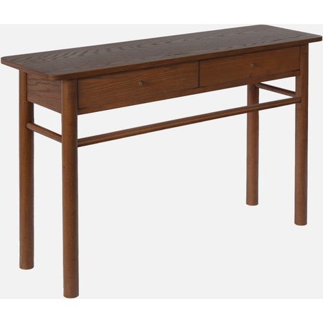 Consola de madera de hevea chapada en roble con 2 cajones (1/5)