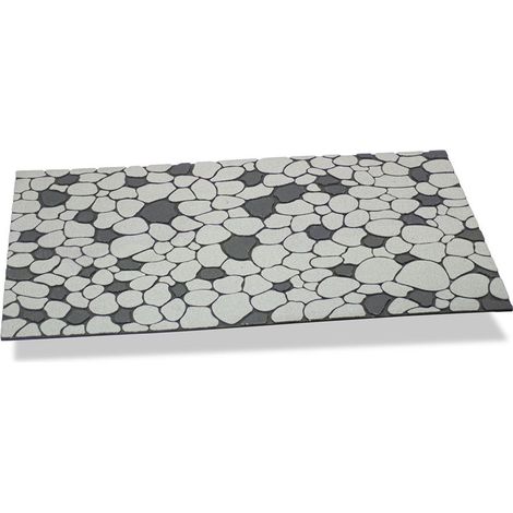 Perlgraue Fußmatte mit Steineffekt, 75 x 45 x 0,5 cm, Hidalgo
