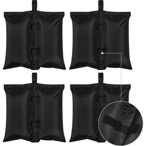 WOLTU Juego de 4 Piezas Pesas para Cenador Bolsas de Arena Rellenables para Sombrillas, Pabellones, Tiendas de Campaña, Trípodes, Cada uno Cargable 7 kg, Negro (1/5)