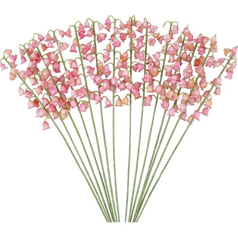 Lot de 21 muguets artificiels - 33 cm - Pour décoration de vase - Rose (1/5)