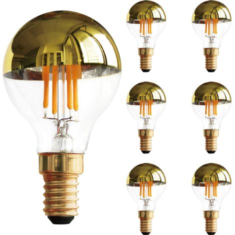 Ampoule à filament LED vintage G45 4W, ampoule à miroir semi-doré, blanc chaud à économie d'énergie 2700K, base de candélabre E14, équivalent 40 watts, intensité variable, 6Pack (1/5)