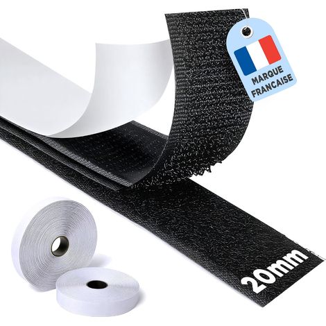 2 Rouleaux Scratch Autocollant Double Face, 8M Crochet Et 8M Boucle, Adhésif Puissant Pour Moustiquaires Tapis Cadres (1/5)