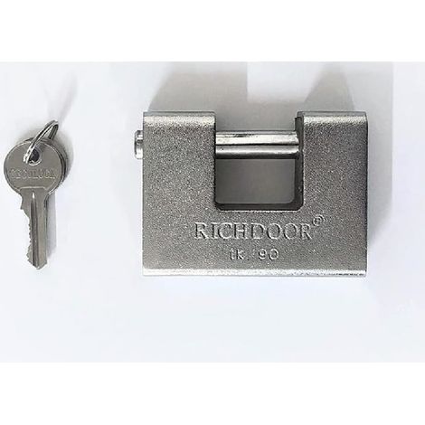 TrAdE Shop Traesio - Lucchetto Corazzato Antiscasso 90mm Con 3 Chiavi Antifurto Corazzato - (1/5)
