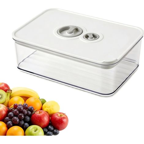 Recipiente blanco hermético para alimentos – 1250 ml – Plástico resistente al frío – Apilable – Junta de silicona a prueba de fugas – Rueda de fecha integrada – para queso, embutidos, almuerzos, campi (1/5)