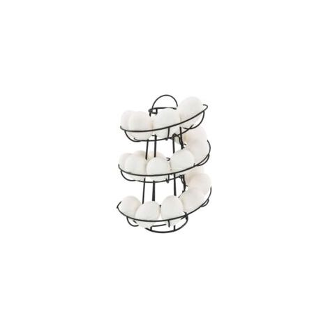 Dispensador de huevos en espiral, soporte metálico para huevos, expositor de cocina, para 24 huevos (negro) - Crezuo