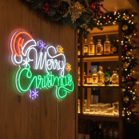 Scritta LED: "Merry Christmas" per decorazioni natalizie da 63 x h 41 cm (1/4)