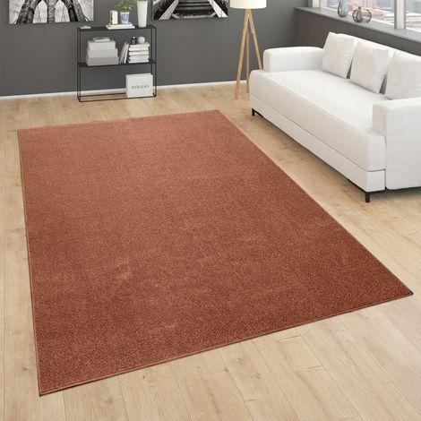 Paco Home Teppich Wohnzimmer Kurzflor Schlafzimmer Modernes Einfarbiges Muster Braun Rot 160x220 cm