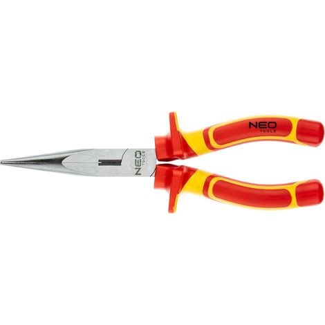 Pinze a becco lungo dritte 200 mm 1000V, CrV, lucidate
