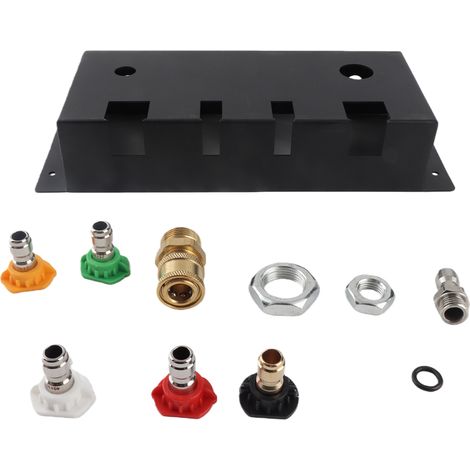 Support Mural Ortviai pour Kärcher Noir Métal 26cm avec 5 Embouts et Raccords 1/4" pour Nettoyeur Haute Pression (1/5)