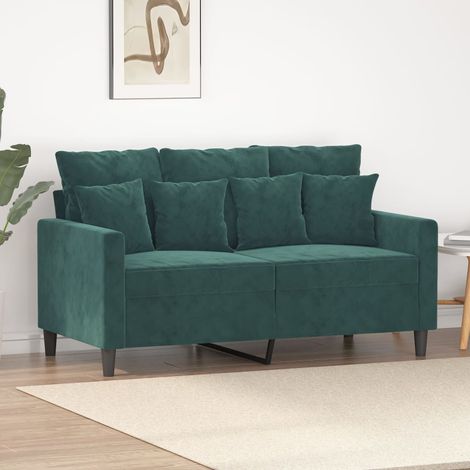 vidaXL Divano a 2 Posti Verde Scuro 120 cm in Velluto (1/5)