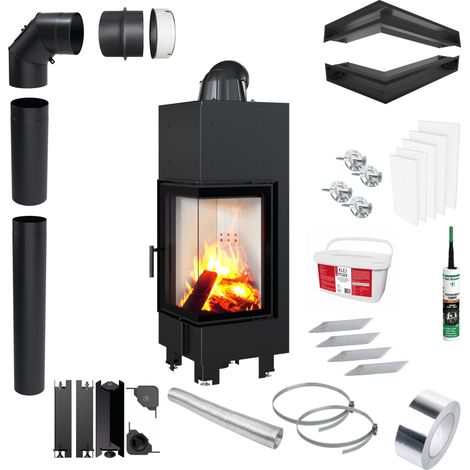 KRATKI MBN Rechter Kaminofen 10 kW Ø200 Set für Montage (1/5)