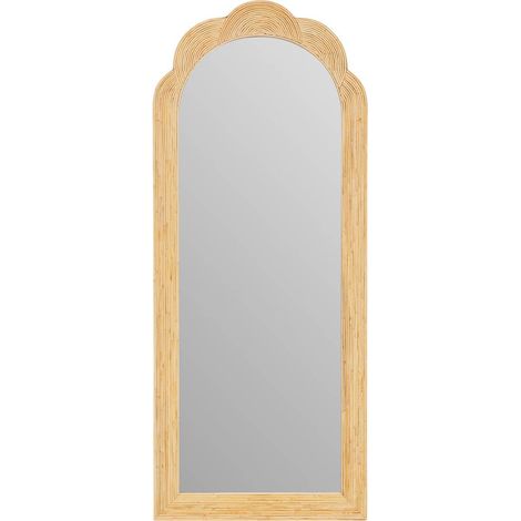 Atmosphera – Miroir mural beige 70x170cm – Cadre en rotin fait main – Pour décoration intérieure chaleureuse – Accroche murale verticale