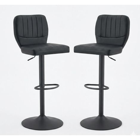 Tabouret bar réglable noir 62-83cm pivotant 360° 136kg (1/5)