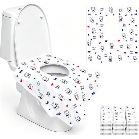 30 Protections Toilettes Jetables pour WC, Protege Toilette jetabl, lingette Toilette jetable au WC, Cuvette WC, Lunette Toilettes WC, pour Enfants et Adultes, Portable et Hygiénique (1/5)