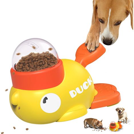 Jouet distributeur de friandises en forme de canard, jouet interactif de type puzzle pour une alimentation lente Design en forme de canard avec distribution interactive de friandises et ralentissemen (1/5)