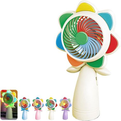 Ventilateur portable - Petit ventilateur USB - Mini ventilateur - Ventilateur sans fil - Avec éclairage LED - Portable - Rechargeable - Compact et silencieux - Idéal pour les sports de plein air, les  (1/5)