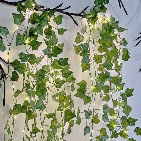 Guirlande lumineuse  Lierre vert , guirlande LED solaire en osier, pour jardin, décoration de Noël (10 mètres, 100 LED [piles + USB], 8 modes) (1/5)