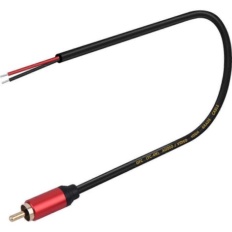 Câble audio, mâle à fil nu, connecteur ouvert, utilisé pour connecter des haut-parleurs, des amplificateurs et des récepteurs, rouge. (1/4)