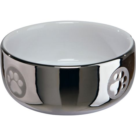 Gamelle, en céramique 0,3 L/ø 11 cm, argent/blanc