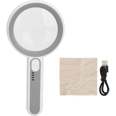 Loupe à main 75mm avec éclairage LED ajustable, loupe de lecture pour personnes âgées, grossissement pour bijoux (1/5)