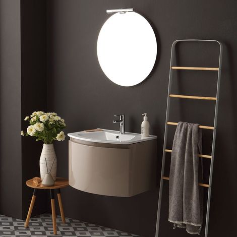 Mobiliario De Baño Suspendido Línea Curva Cm 62 Cappuccino Brillante Espejo Redondo Riva (1/5)