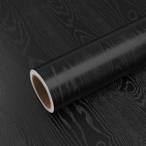 Papier de Contact à Grain de Bois Noir PVC Peler et Coller pour Armoire de Meubles Papier Peint en Bois Vinyle Résistant à l'huile (1/5)