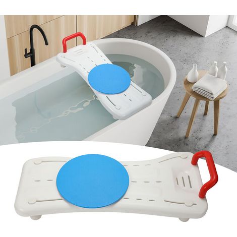 Siège de bain,Siège de baignoire, Rouge jusqu'à 150Kg 75cm Chaise Ajustable Réglable Blanc - Avec plateau tournant
