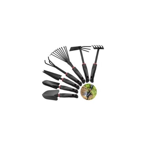 7 Pcs Ensemble Outils de Jardinage, Cultivateur Rateau Pelle Jardinage Antidérapants Transplantoirs Rateau à Fleurs Semis Taille (1/5)