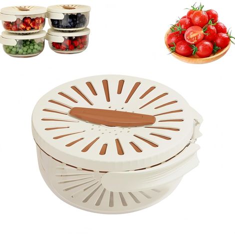 Égouttoir à Vaisselle et passoire 2 en 1, Bol Multifonction pour Fruits et légumes, Panier à Fruits avec poignée et Couvercle Pliables, en Plastique, pour l'extérieur et Les Pique-niques (1/5)