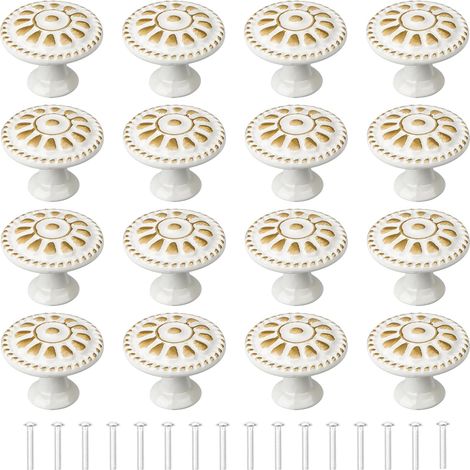 16 Bouton de meuble,alliage d'aluminium,blanc mat,30x25mm,pour cuisine placard tiroir