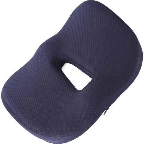 Oreiller orthopédique de bureau en forme de donut, coussin de siège en forme de donut, mousse à mémoire de forme, oreiller de siège doux et respirant, bleu marine. (1/5)