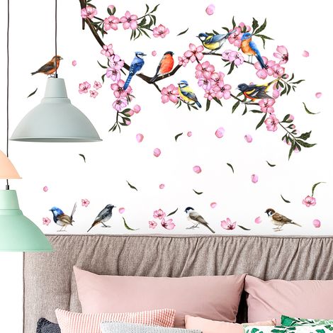 Autocollants muraux à fleurs, autocollants muraux à décoller et à coller pour chambre à coucher, salon, mur de télévision