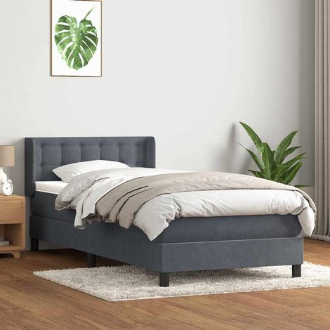 Boxspringbett mit Matratze Dunkelgrau 80x210 cm Samt (1/5)