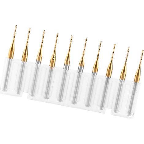 10 fraises à graver en carbure de tungstène revêtues de titane, 3,175 mm x 1 mm (1/5)