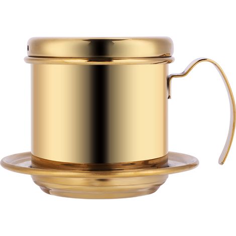 Wiederverwendbarer, papierloser Kaffeefilter, vietnamesischer Kaffeefilter, tropffreier Edelstahlfilter, Reise-Kaffeefilter für Büro und Zuhause (GOLD)