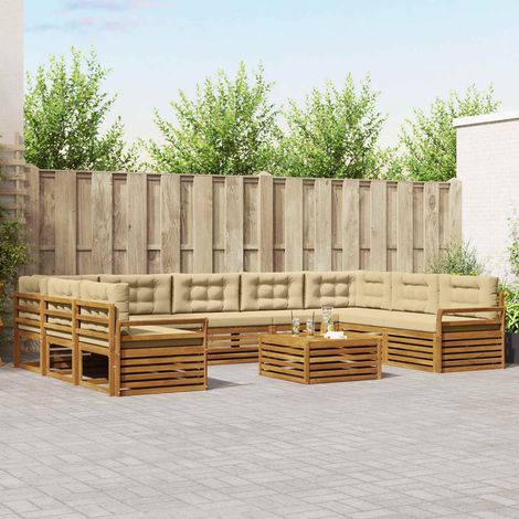 Outdoor-Sofagarnitur 10 pcs Natur und Beige Massivholz Akazie (1/5)