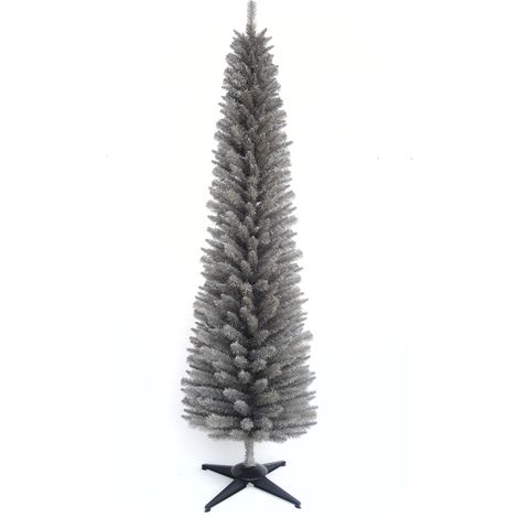 Snowtime Wrapped Pencil Pine Christmas Tree - Grey - 4ft - 120cm (1/5)