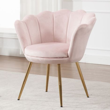 Wahson Poltrona in velluto con motivo a conchiglia, moderna poltrona da salotto per la camera da letto e il soggiorno, rosa chiaro