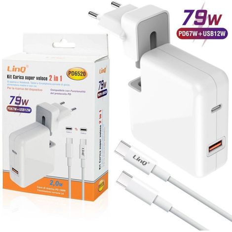Trade Shop - 2IN1 LADEGERÄT PD67W + USB12W TYP-C NOTEBOOK SMARTPHONE SUPER SCHNELL PD6520 -