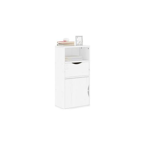 Armoire latérale tiroir ODDA blanc 40x24x79 bois massif pin (1/5)