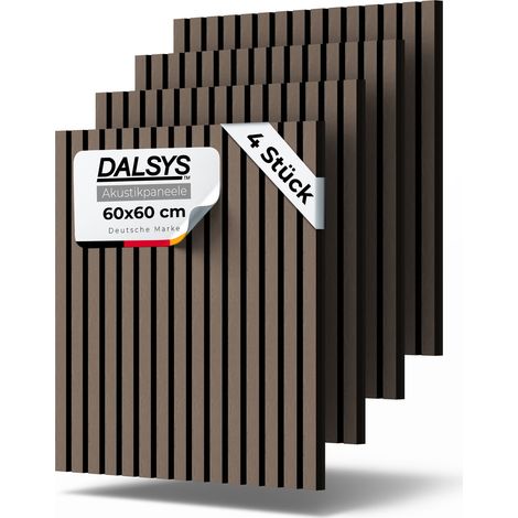 Dalsys Akustikpaneel - 60x60cm. 4 Stück Walnuss