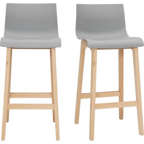 Design-Barhocker Holz und Hellgrau 65 cm 2 Stck. NEW SURF
