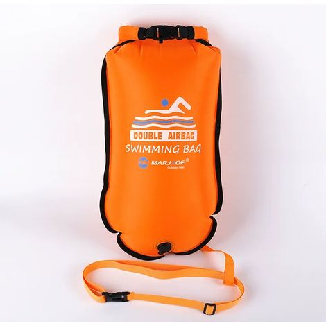 Accessoires de piscine Bouée de natation gonflable ouverte (Orange) 20 L, sac de flottaison avec double airbag, bouée de sauvetage pour piscine, sac de séchage gonflable (1/5)