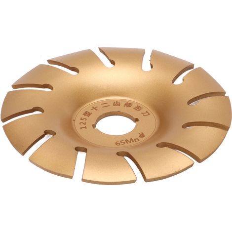 Disque à sculpter le bois, roue de façonnage 125 mm en acier inoxydable 12 dents, accessoire pour meuleuse d'angle, couleur or (1/5)