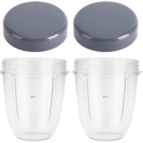 Lot de 2 gobelets de rechange pour blender – 18 oz – Avec couvercles – Compatibles avec certains modèles (1/5)