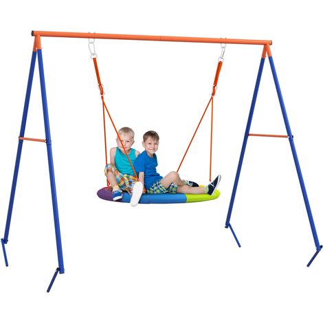 Balançoire nid de jardin en métal renforcé pour 1 à 2 enfants, 196 x 172 x 180 cm, multicolore (1/5)