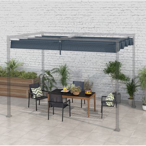 Telo di ricambio per pergola 286x245 cm, protezione UV30+, drenaggio, poliestere grigio scuro (1/5)