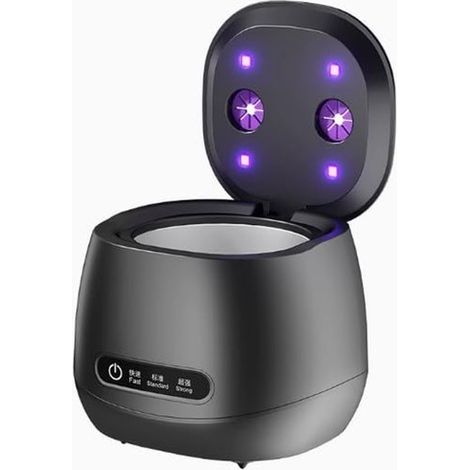 Appareil de nettoyage ultrasonique avec UV – 3 modes de nettoyage – 185 ml – Rechargeable par USB – Idéal pour protège-dents et bijoux – Noir (1/5)